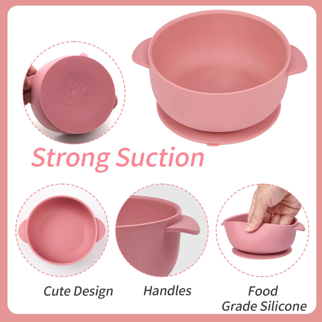 eco friendly silicone baby bowls with secure suction cups for toddlers