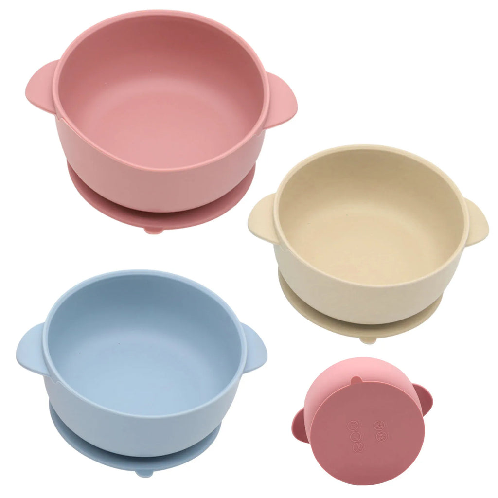 BPA free toddler feeding bowls designed for mess free self feeding practice