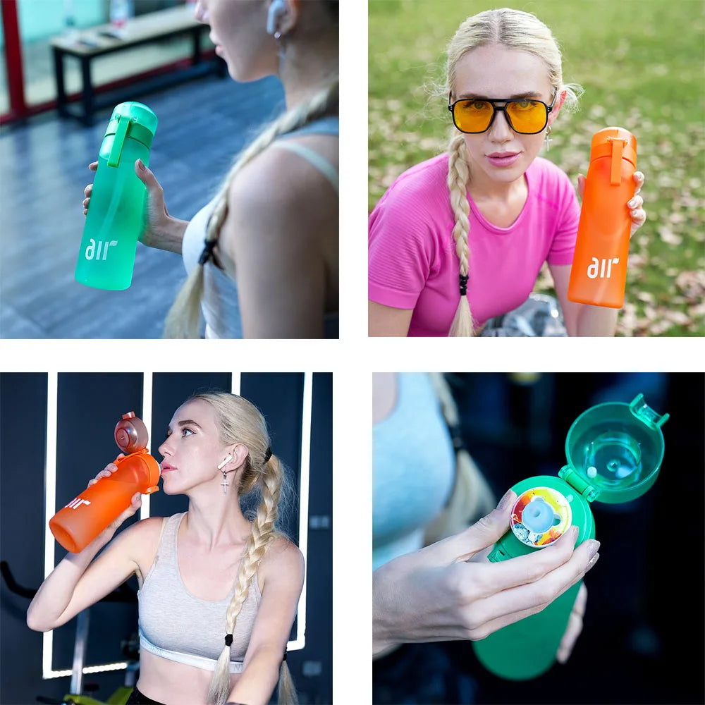 reusable outdoor water bottle with flavor pod for hiking and cycling use