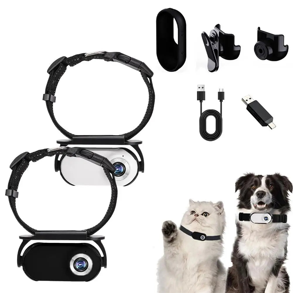 HD pet collar camera with lightweight wearable design for cats and dogs