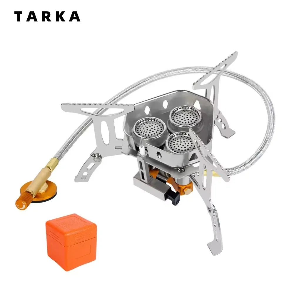 TARKA 3 burner camping gas stove with folding portable outdoor cooking design