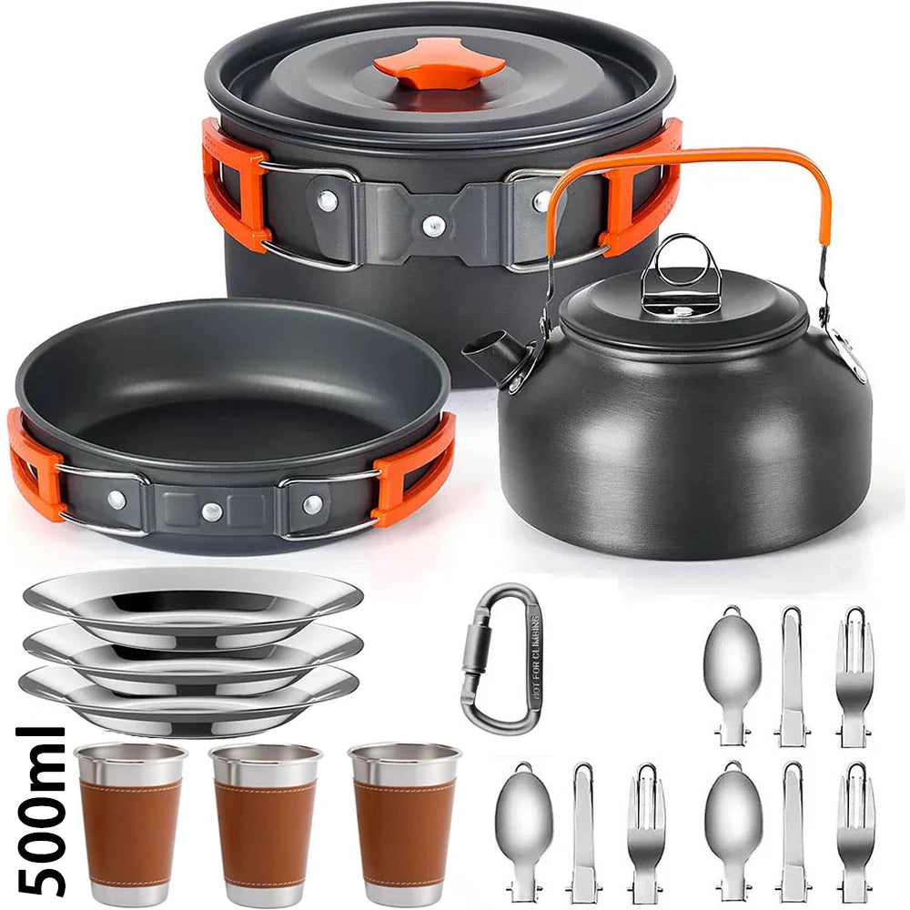 Portable Camping Cooking Set – Foldable Non-Stick Outdoor Cookware
