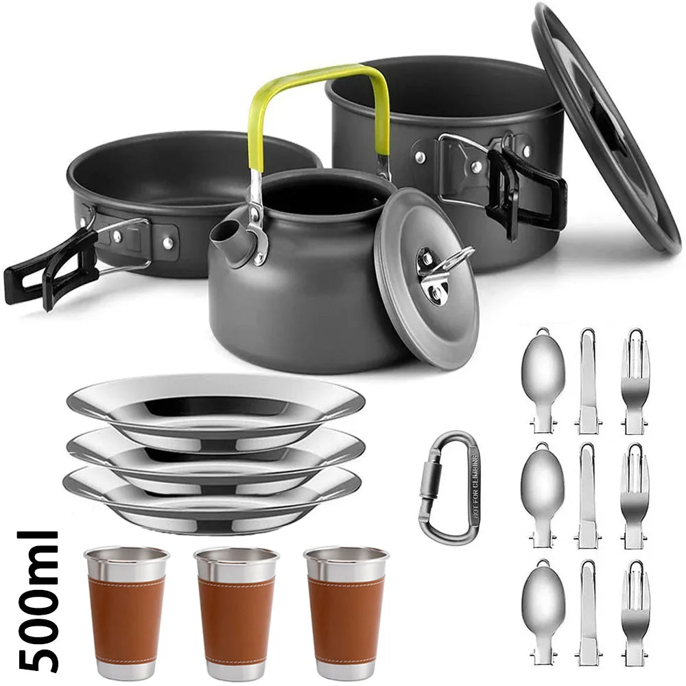 Portable Camping Cooking Set – Foldable Non-Stick Outdoor Cookware