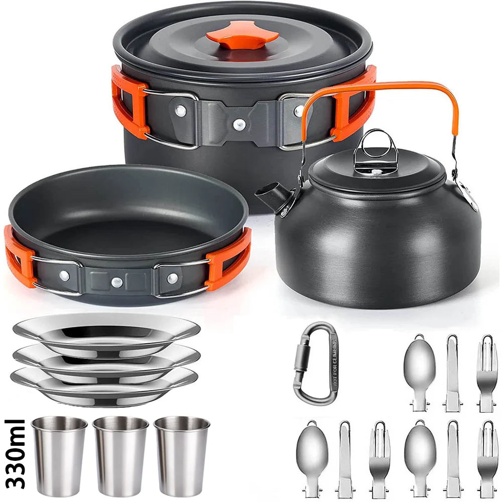Portable Camping Cooking Set – Foldable Non-Stick Outdoor Cookware