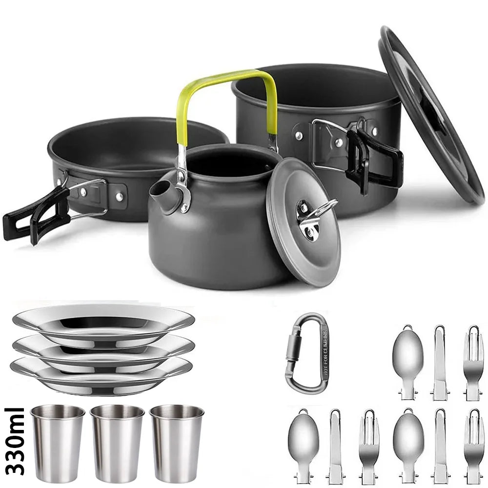 Portable Camping Cooking Set – Foldable Non-Stick Outdoor Cookware