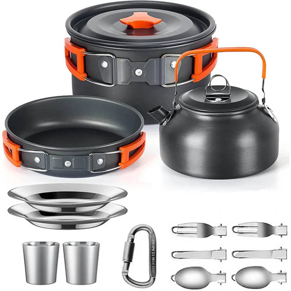 Portable Camping Cooking Set – Foldable Non-Stick Outdoor Cookware
