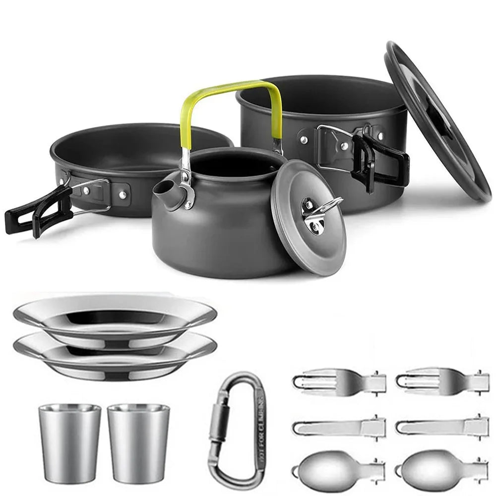 Portable Camping Cooking Set – Foldable Non-Stick Outdoor Cookware