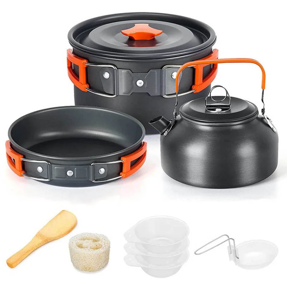 Portable Camping Cooking Set – Foldable Non-Stick Outdoor Cookware
