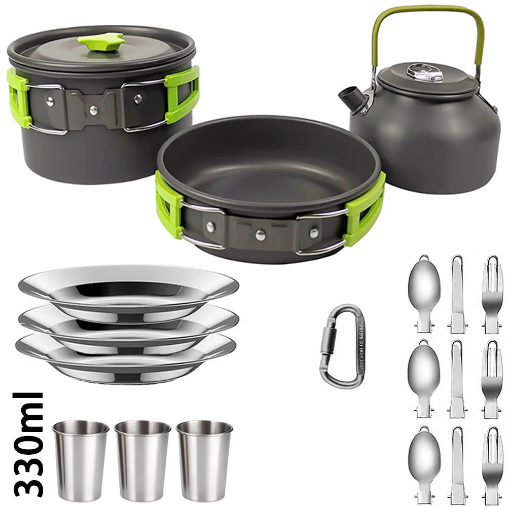 Portable Camping Cooking Set – Foldable Non-Stick Outdoor Cookware