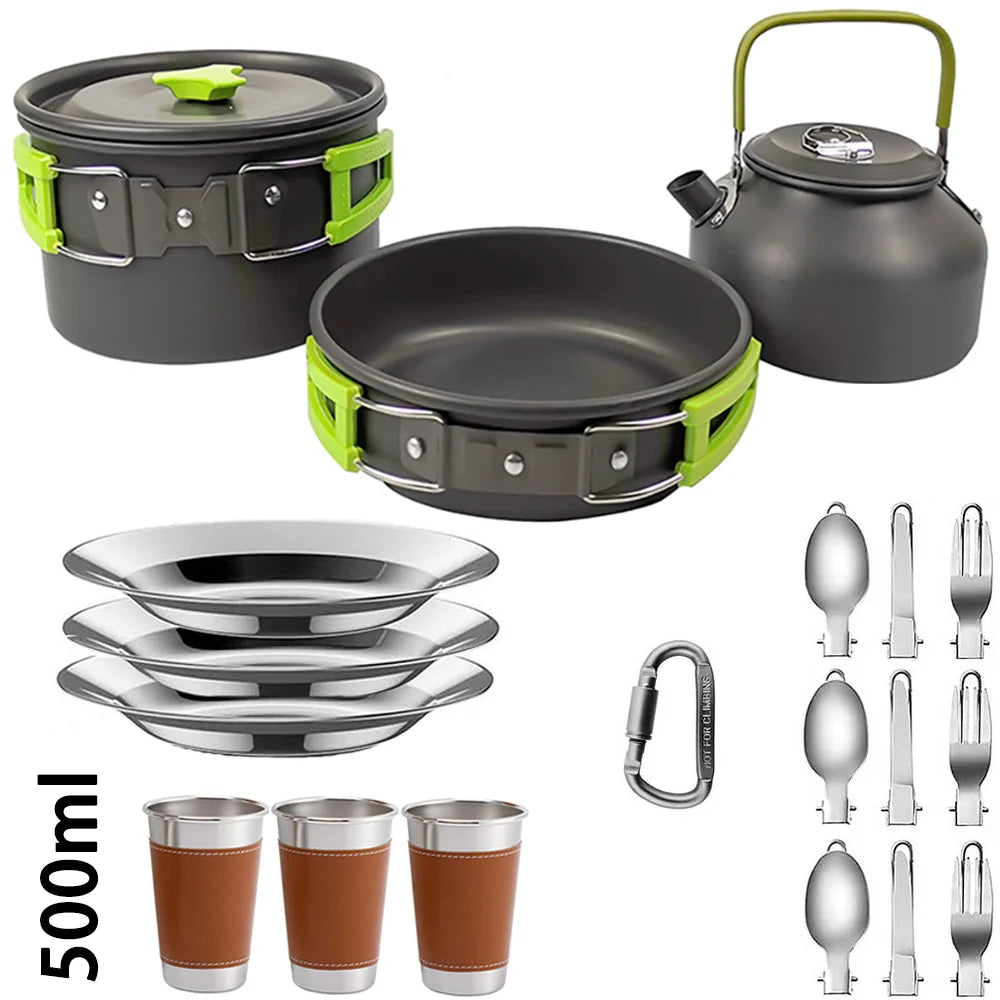 Portable Camping Cooking Set – Foldable Non-Stick Outdoor Cookware
