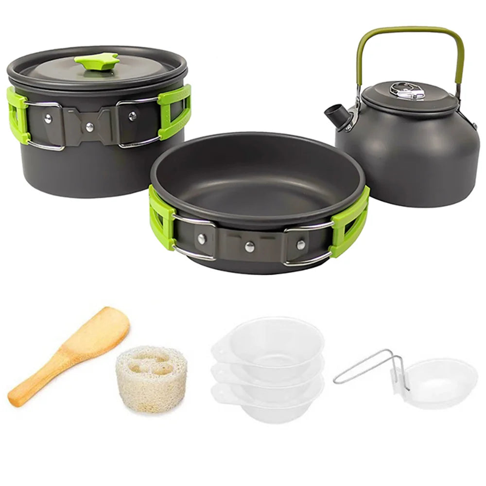 Portable Camping Cooking Set – Foldable Non-Stick Outdoor Cookware