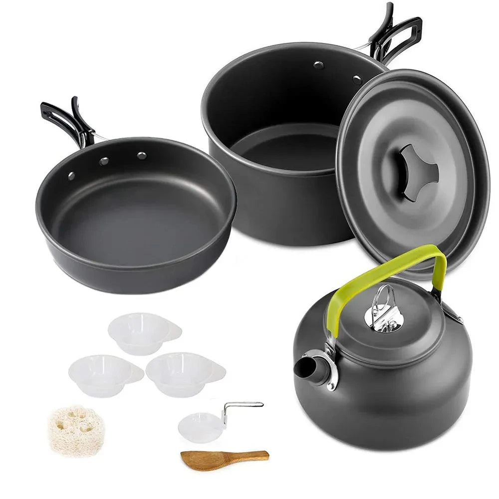 Portable Camping Cooking Set – Foldable Non-Stick Outdoor Cookware