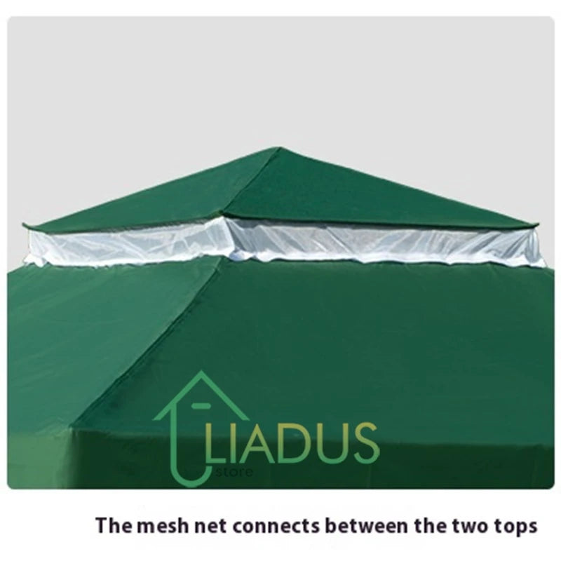 Multicolor Outdoor Gazebo with Mesh Screen & Double Roof for Garden Patio