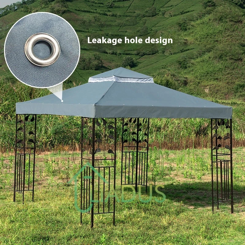 Multicolor Outdoor Gazebo with Mesh Screen & Double Roof for Garden Patio