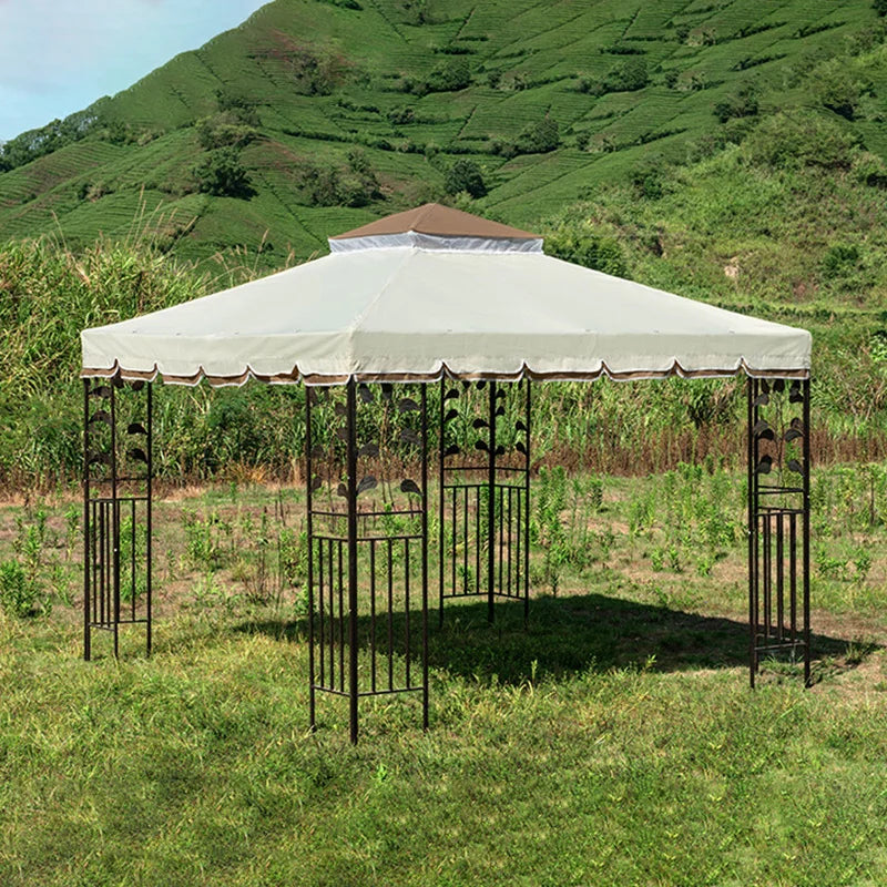 Outdoor Gazebo with Mesh Screen & Double Roof for Garden, Patio & Courtyard