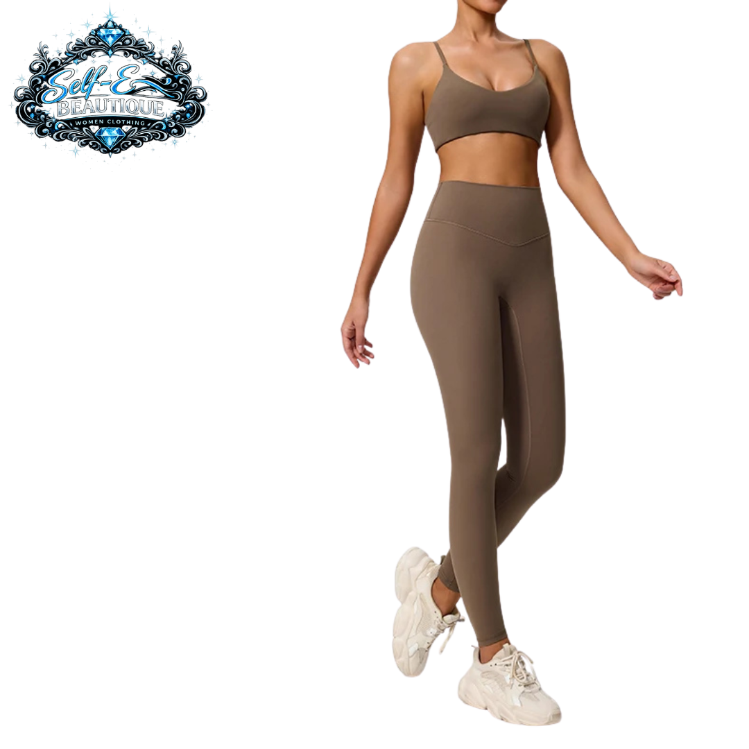 Self-E Beautique yoga leggings and sports top