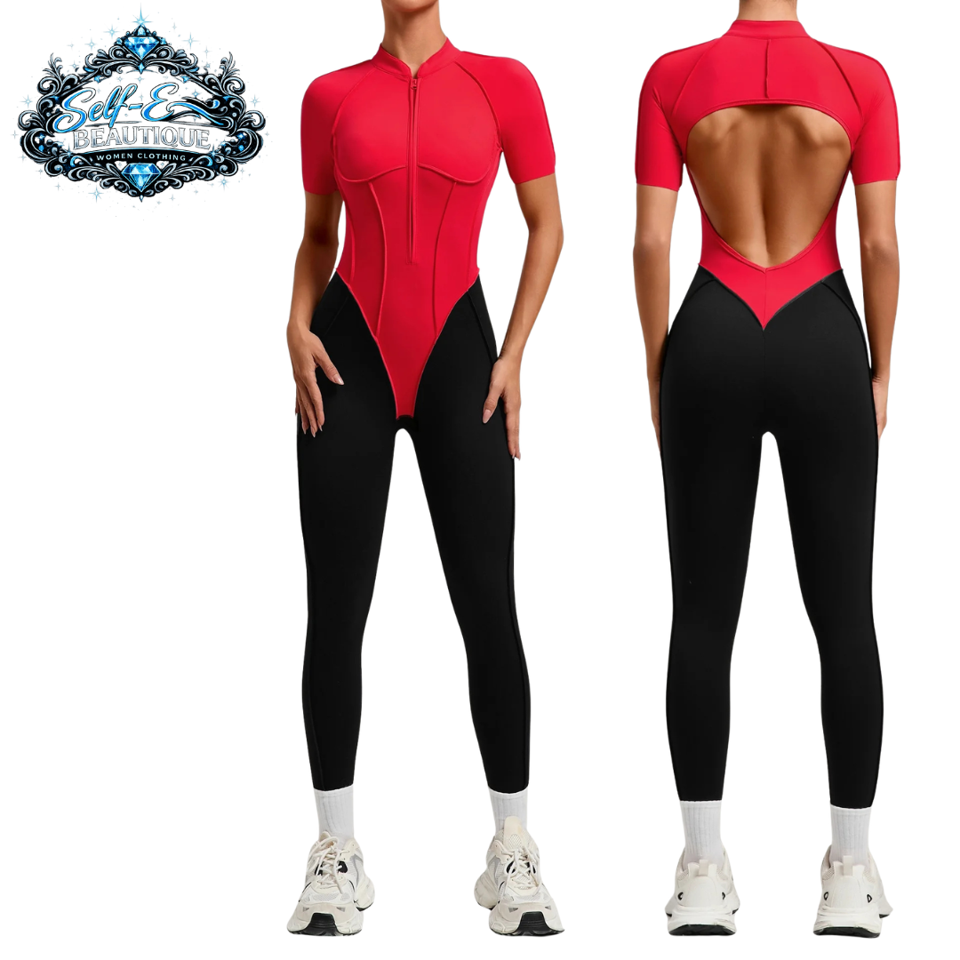 Self-E Beautique women's short sleeve yoga bodysuit