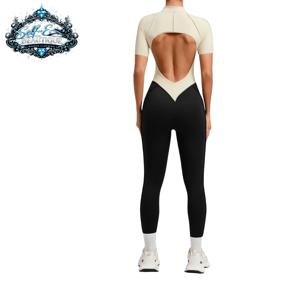 Self-E Beautique zip front gym jumpsuit