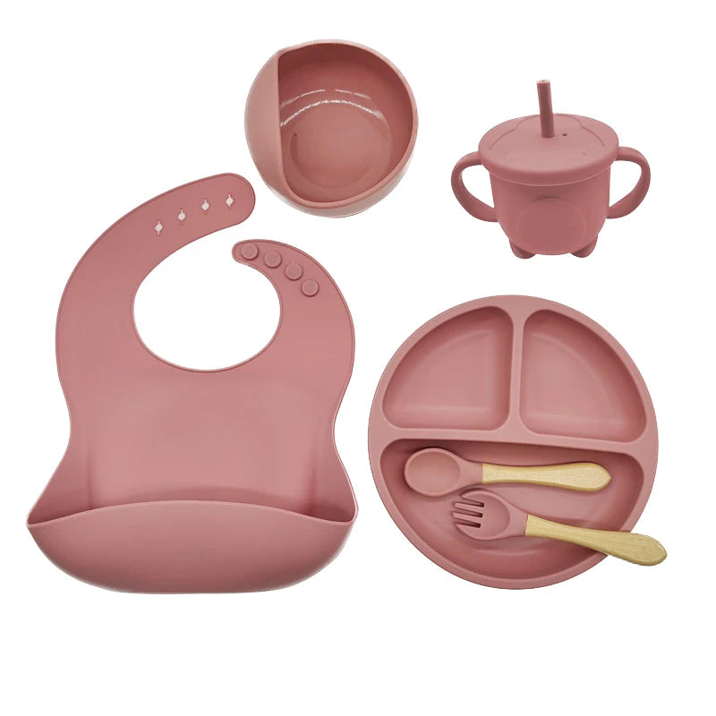 suction plate and bowl set for babies learning independent eating skills