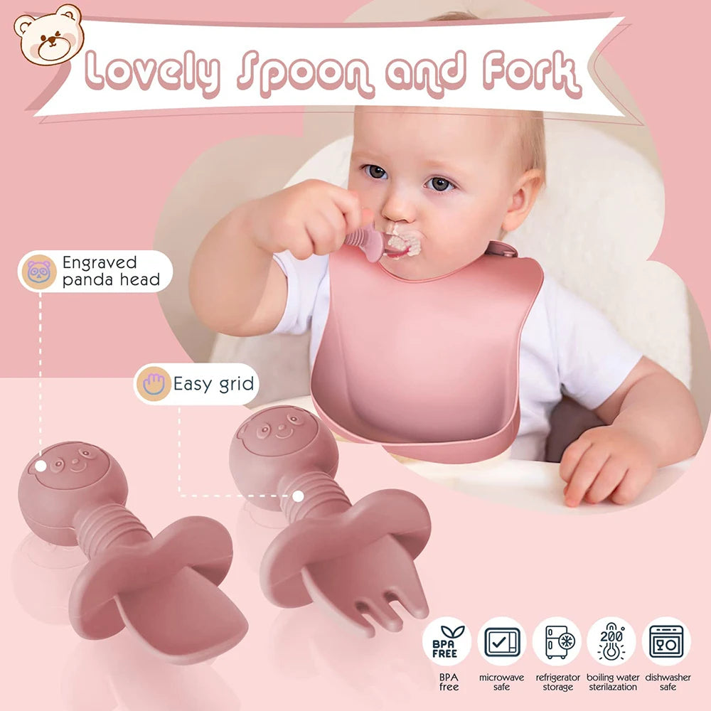BPA free toddler feeding set designed for mess free self feeding practice